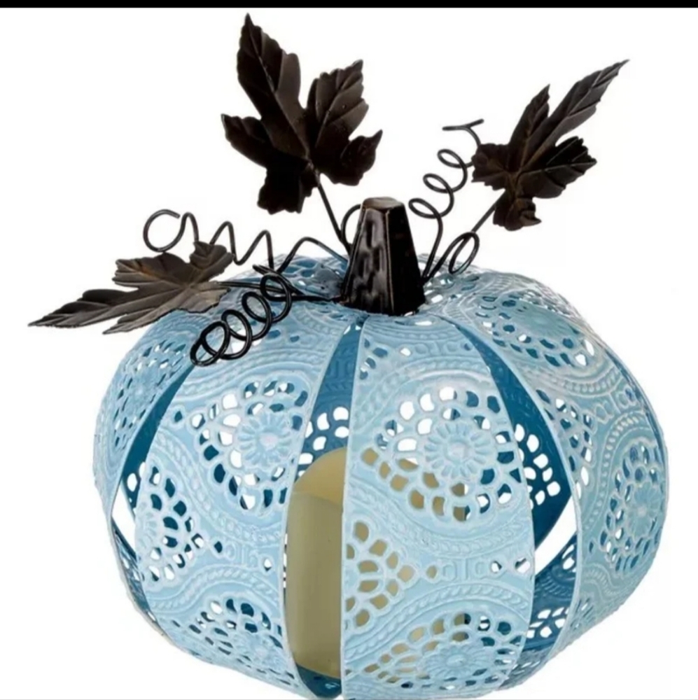 Coastal Blue Pumpkin LED Luminary by Brighten the Season BNWT RETIRED